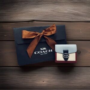 Coach Georgie Color Block Wallet in Red, White, and Blue